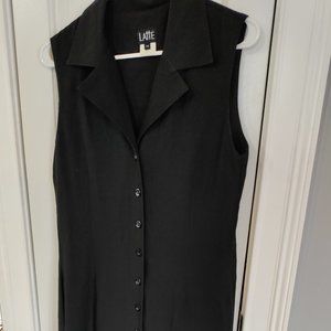 Plus size 14 sleeveless, collared, long black dress